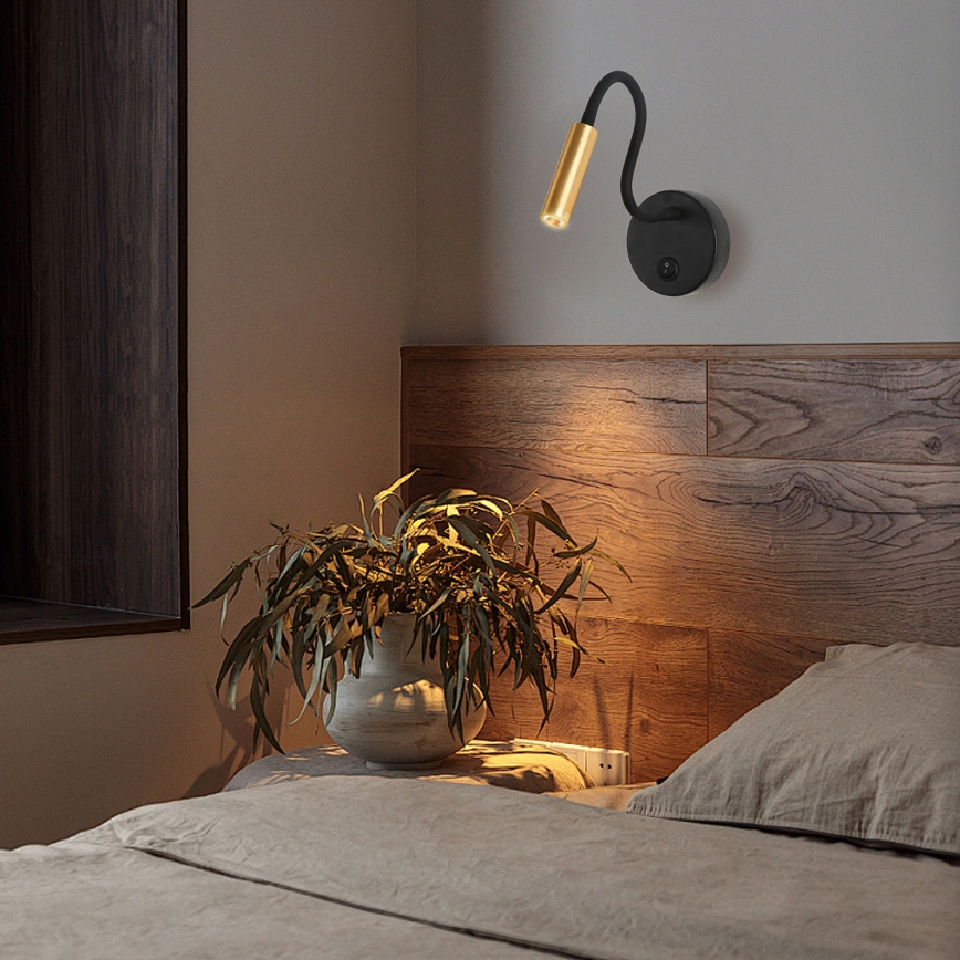 Brilagi - LED Flexible wall lamp MAYA LED/3W/230V 4000K black/gold