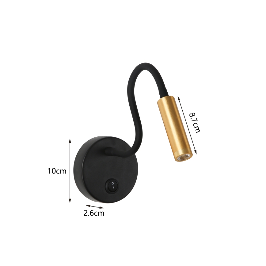 Brilagi - LED Flexible wall lamp MAYA LED/3W/230V 4000K black/gold