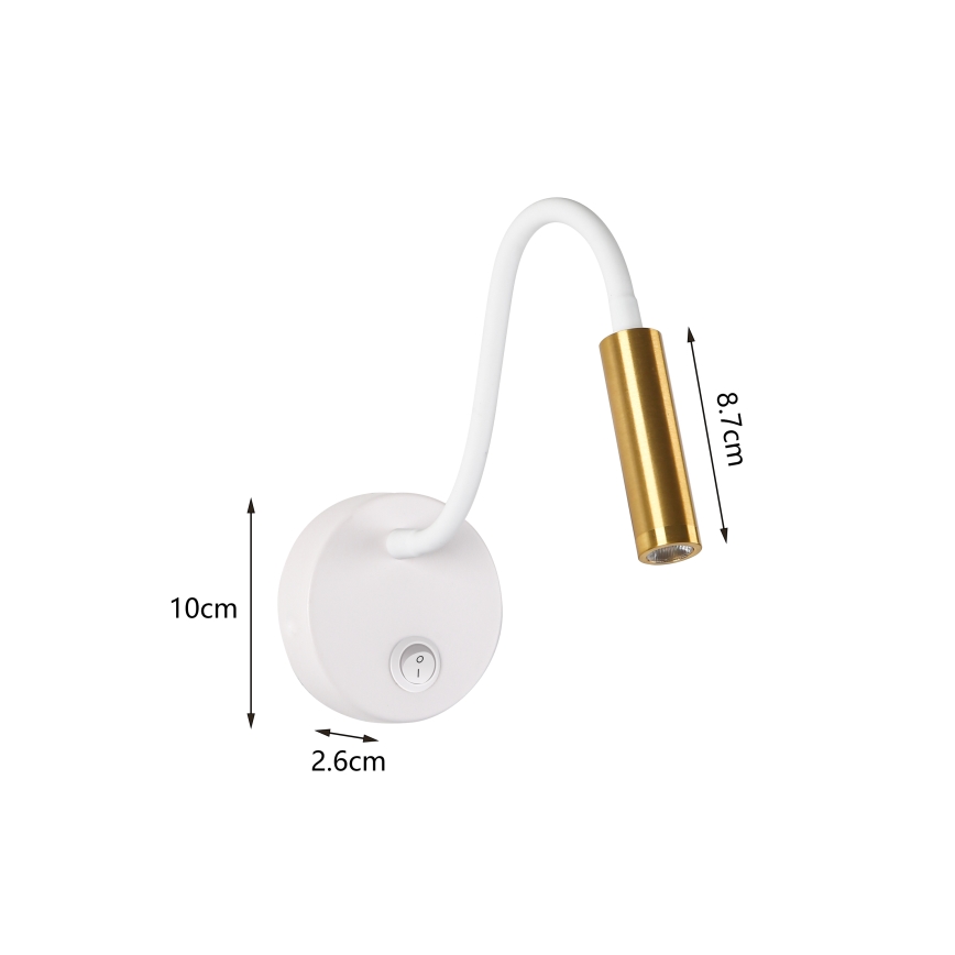Brilagi - LED Flexible wall lamp MAYA LED/3W/230V 4000K white/gold