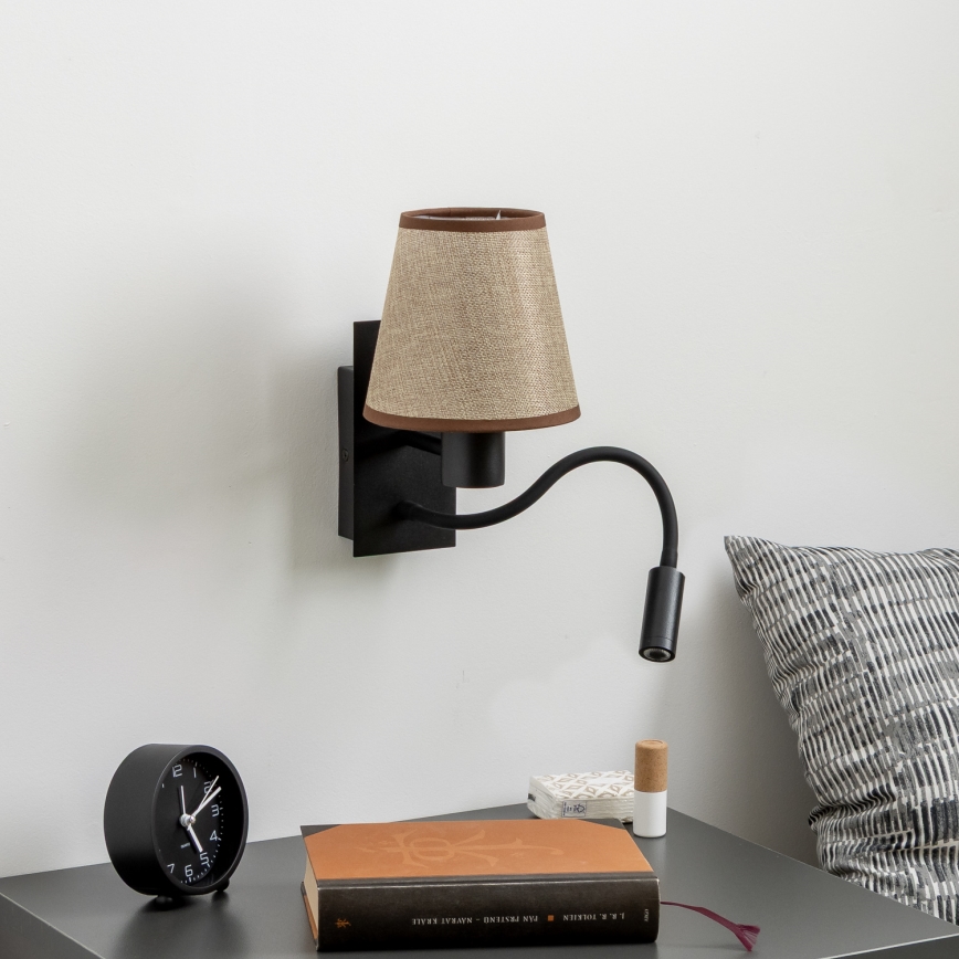 Brilagi - LED Flexible wall lamp NUBILA 1xE27/25W/230V + LED/3W black/brown