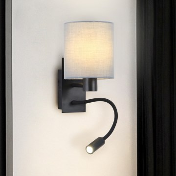 Brilagi - LED Flexible wall lamp NUBILA 1xE27/25W/230V + LED/3W black/grey