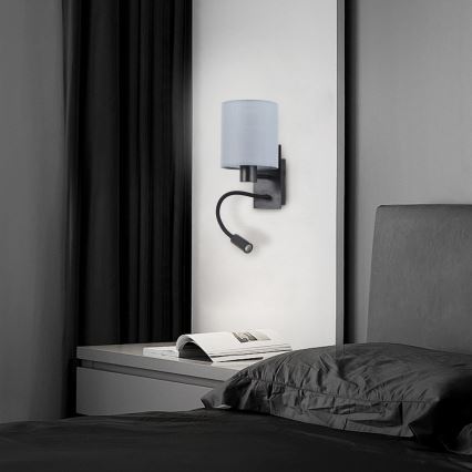 Brilagi - LED Flexible wall lamp NUBILA 1xE27/25W/230V + LED/3W black/grey