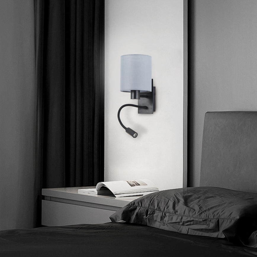 Brilagi - LED Flexible wall lamp NUBILA 1xE27/25W/230V + LED/3W black/grey