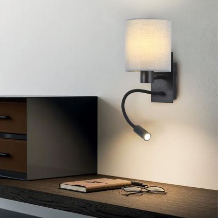 Brilagi - LED Flexible wall lamp NUBILA 1xE27/25W/230V + LED/3W black/grey