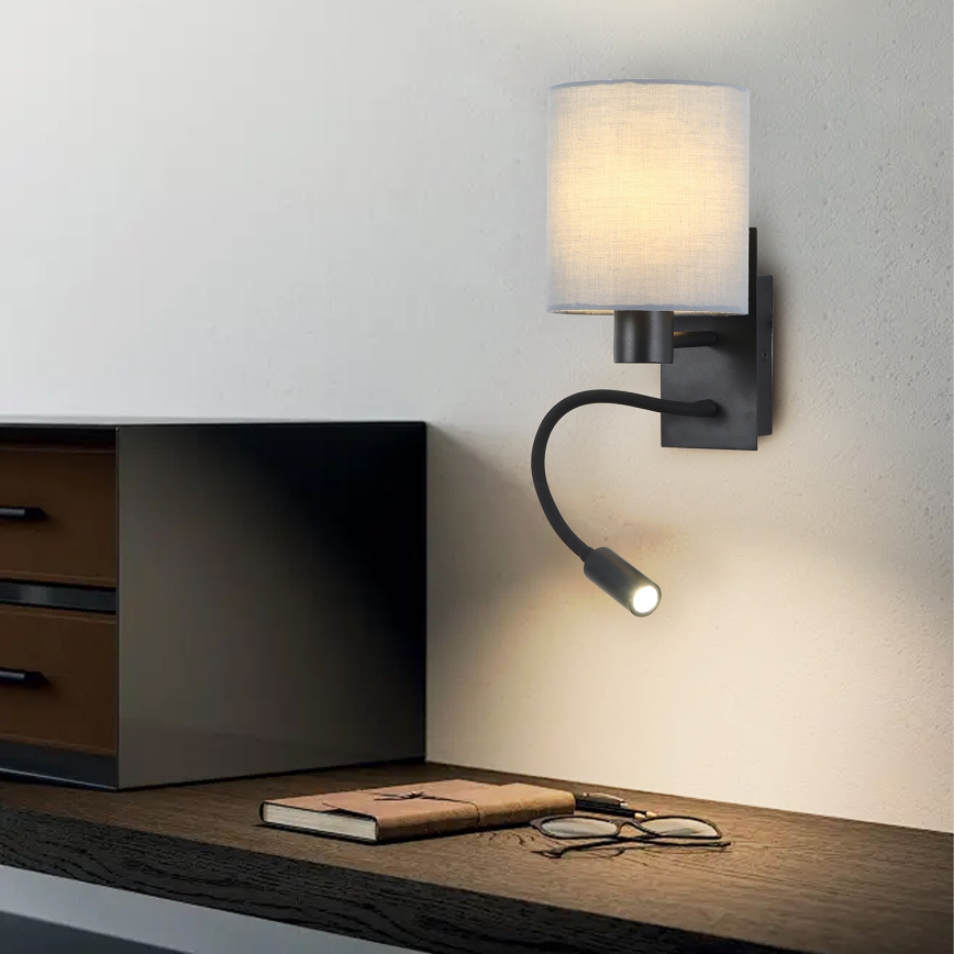 Brilagi - LED Flexible wall lamp NUBILA 1xE27/25W/230V + LED/3W black/grey