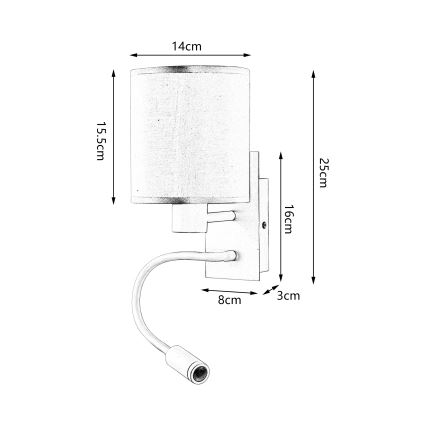 Brilagi - LED Flexible wall lamp NUBILA 1xE27/25W/230V + LED/3W black/grey