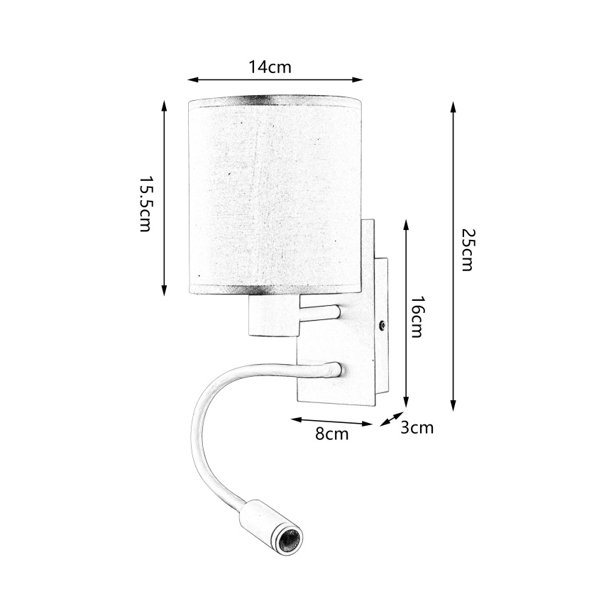 Brilagi - LED Flexible wall lamp NUBILA 1xE27/25W/230V + LED/3W black/grey