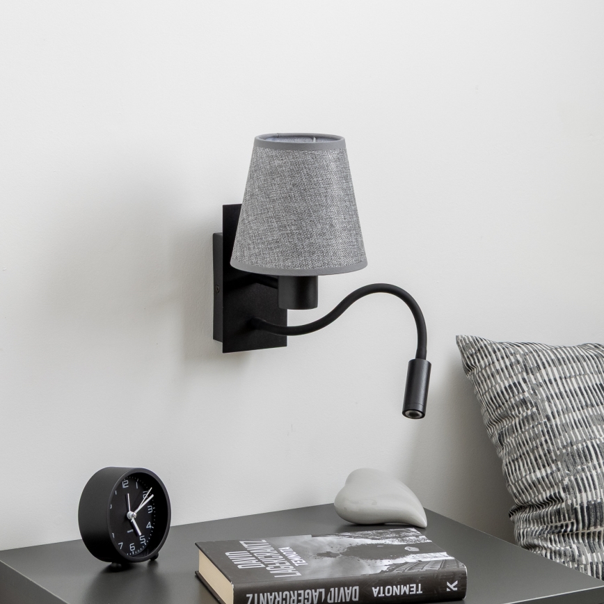 Brilagi - LED Flexible wall lamp NUBILA 1xE27/25W/230V + LED/3W black/grey