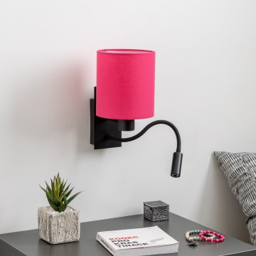 Brilagi - LED Flexible wall lamp NUBILA 1xE27/25W/230V + LED/3W black/pink