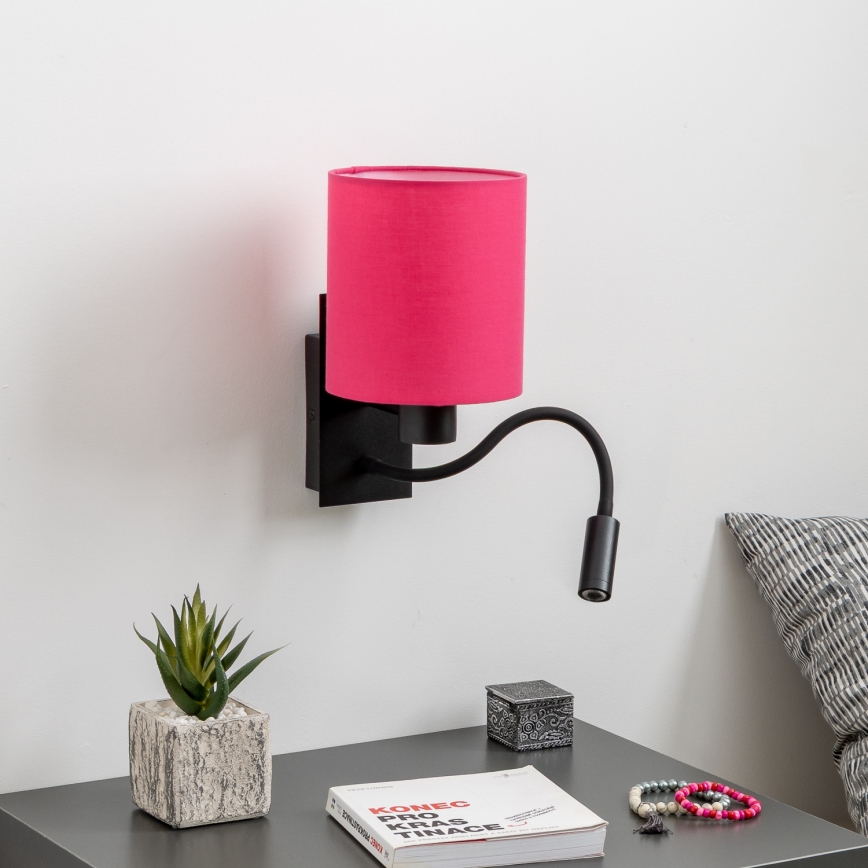Brilagi - LED Flexible wall lamp NUBILA 1xE27/25W/230V + LED/3W black/pink