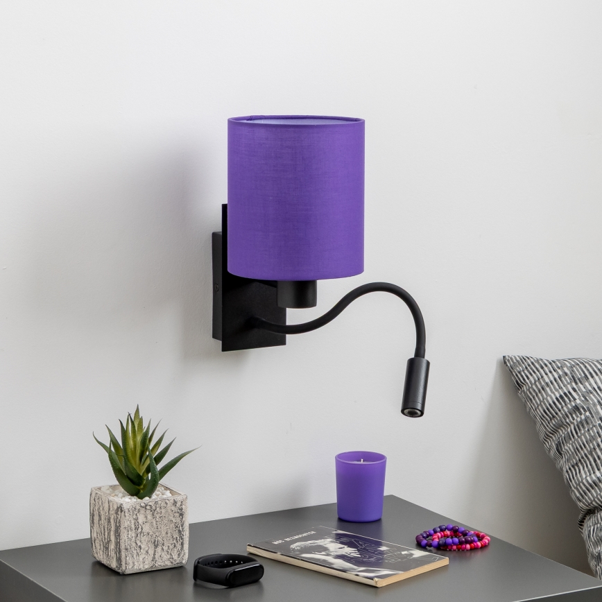 Brilagi - LED Flexible wall lamp NUBILA 1xE27/25W/230V + LED/3W black/purple