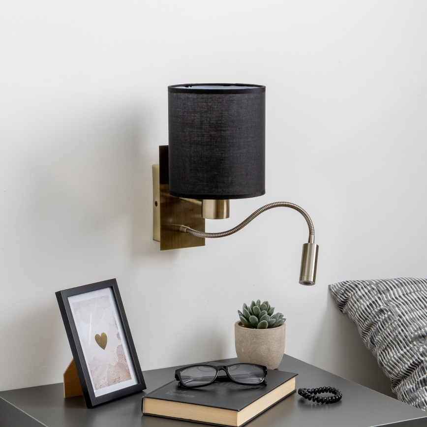 Brilagi - LED Flexible wall lamp NUBILA 1xE27/25W/230V + LED/3W brass/black