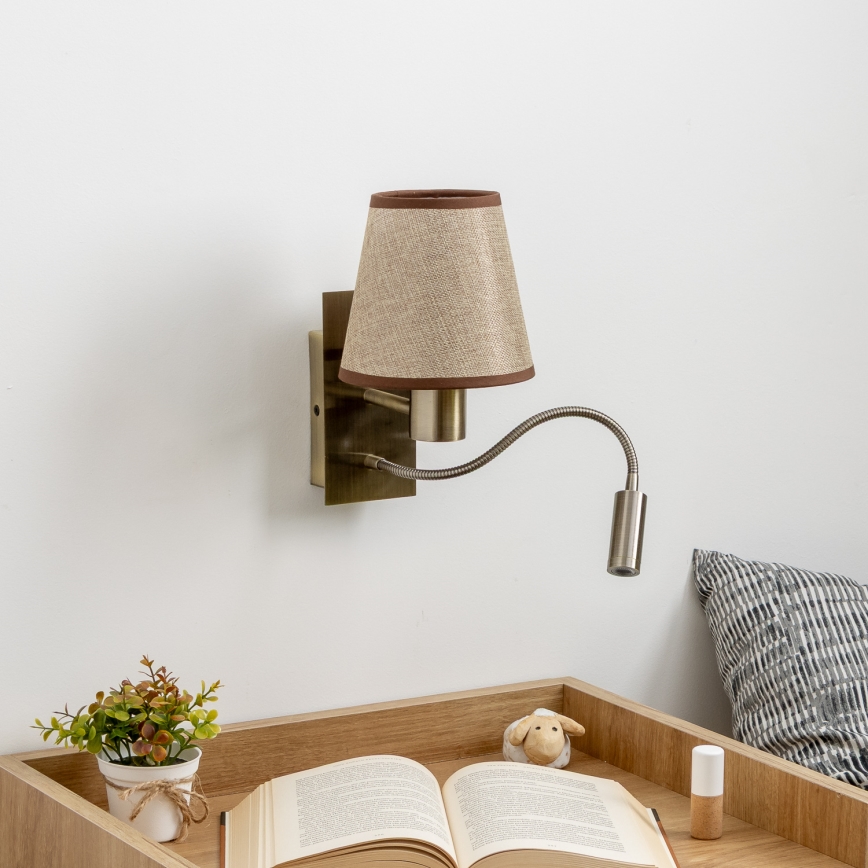 Brilagi - LED Flexible wall lamp NUBILA 1xE27/25W/230V + LED/3W brass/brown