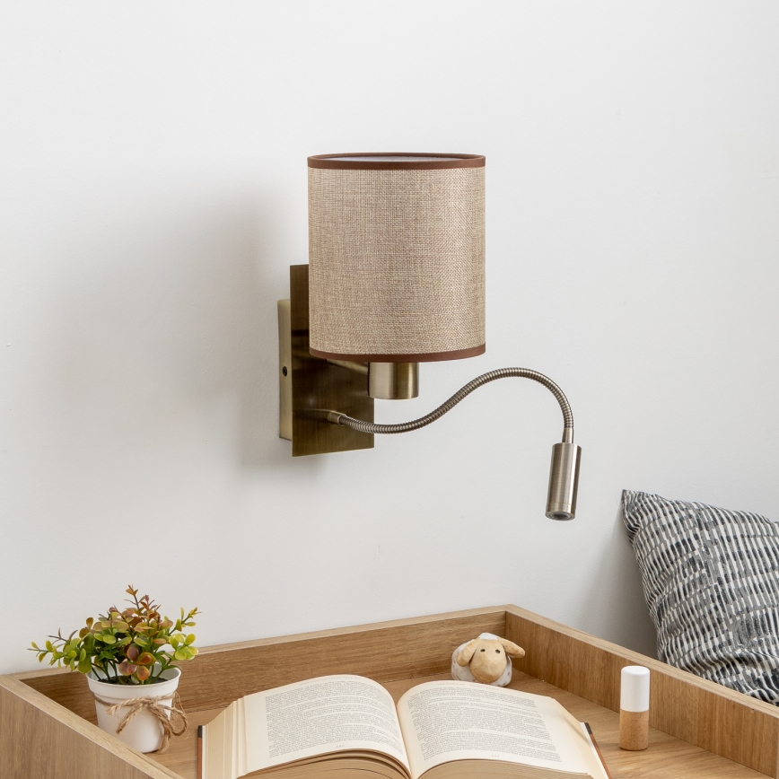 Brilagi - LED Flexible wall lamp NUBILA 1xE27/25W/230V + LED/3W brass/brown