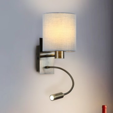 Brilagi - LED Flexible wall lamp NUBILA 1xE27/25W/230V + LED/3W brass/creamy