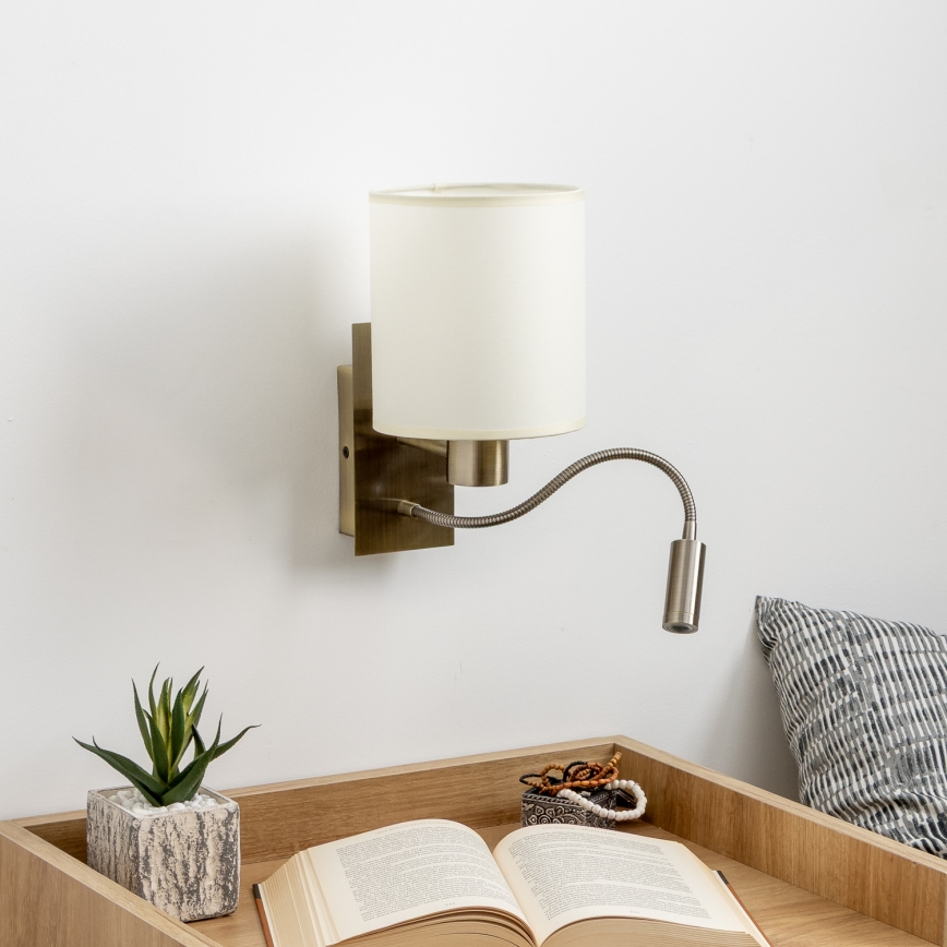 Brilagi - LED Flexible wall lamp NUBILA 1xE27/25W/230V + LED/3W brass/creamy