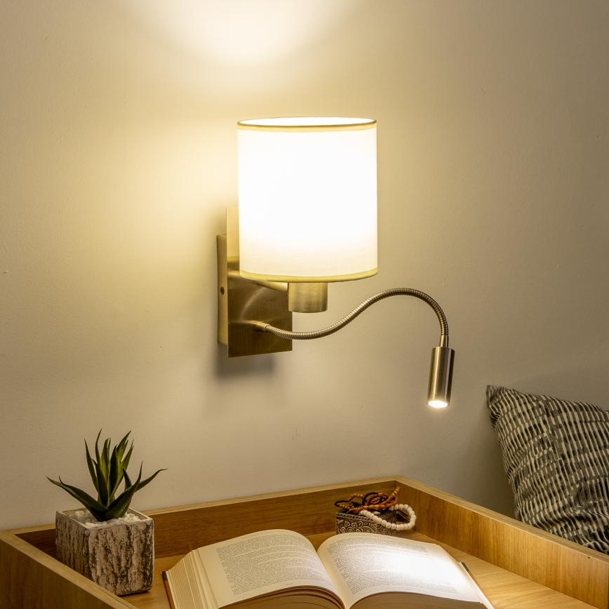 Brilagi - LED Flexible wall lamp NUBILA 1xE27/25W/230V + LED/3W brass/creamy