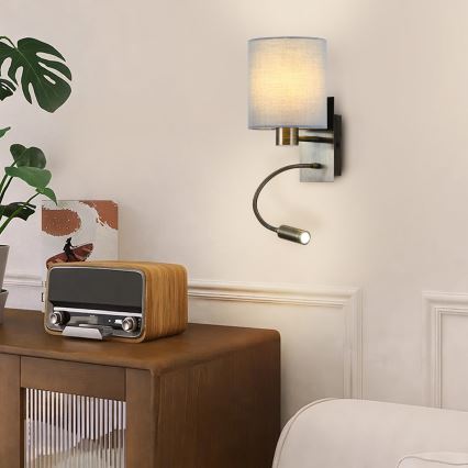 Brilagi - LED Flexible wall lamp NUBILA 1xE27/25W/230V + LED/3W brass/creamy