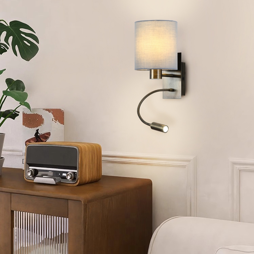 Brilagi - LED Flexible wall lamp NUBILA 1xE27/25W/230V + LED/3W brass/creamy