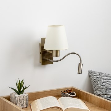 Brilagi - LED Flexible wall lamp NUBILA 1xE27/25W/230V + LED/3W brass/creamy