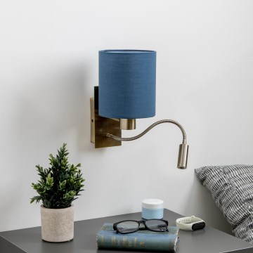 Brilagi - LED Flexible wall lamp NUBILA 1xE27/25W/230V+ LED/3W brass/dark blue