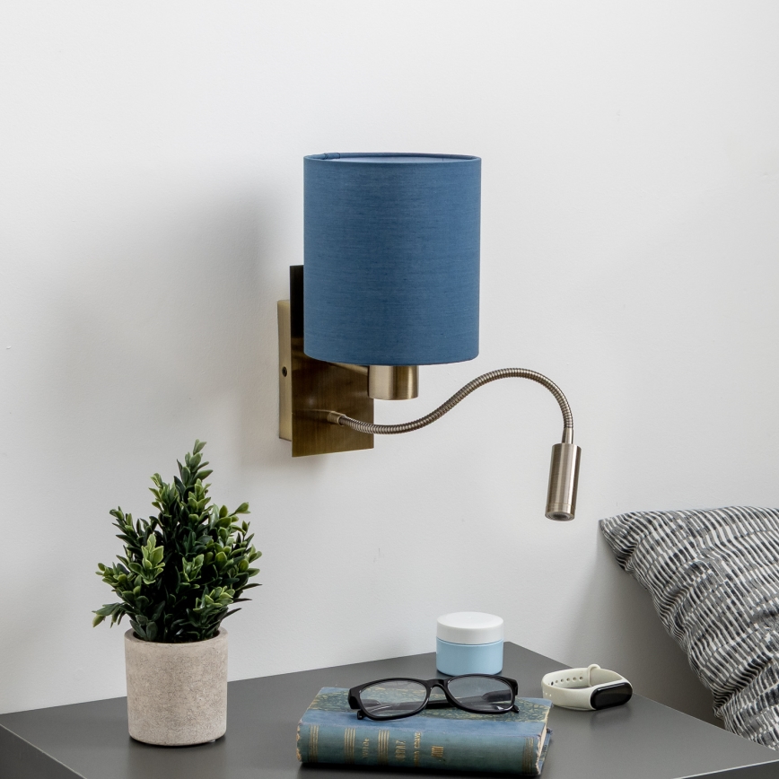 Brilagi - LED Flexible wall lamp NUBILA 1xE27/25W/230V+ LED/3W brass/dark blue