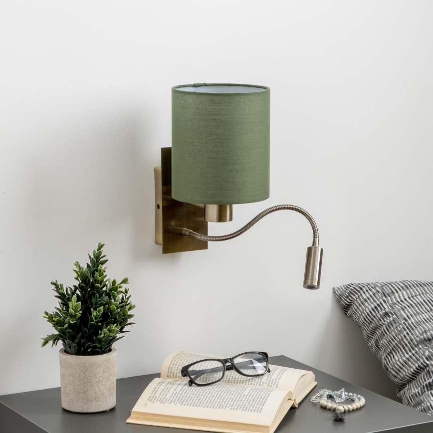 Brilagi - LED Flexible wall lamp NUBILA 1xE27/25W/230V + LED/3W brass/green