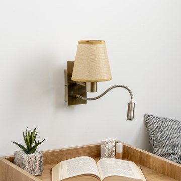 Brilagi - LED Flexible wall lamp NUBILA 1xE27/25W/230V + LED/3W brass/light brown