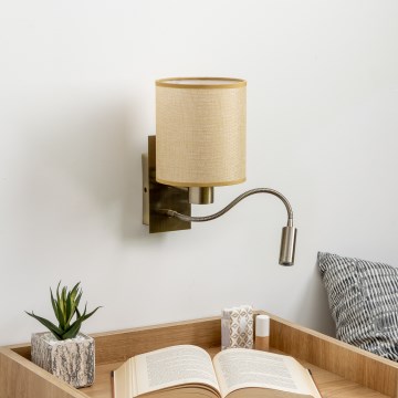 Brilagi - LED Flexible wall lamp NUBILA 1xE27/25W/230V + LED/3W brass/light brown