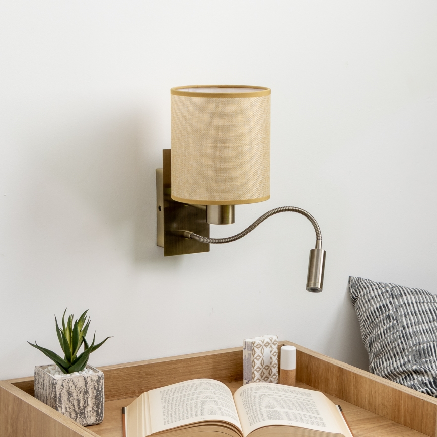 Brilagi - LED Flexible wall lamp NUBILA 1xE27/25W/230V + LED/3W brass/light brown