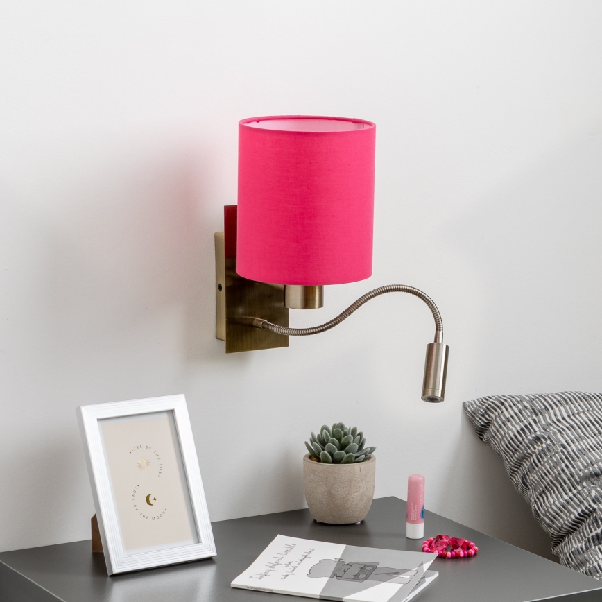 Brilagi - LED Flexible wall lamp NUBILA 1xE27/25W/230V + LED/3W brass/pink