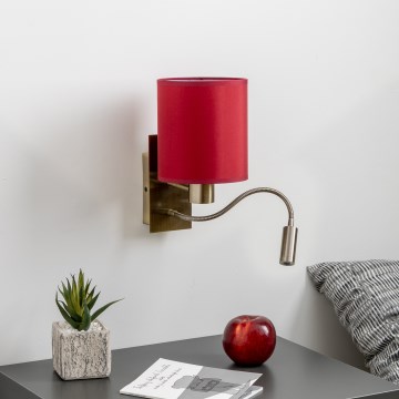 Brilagi - LED Flexible wall lamp NUBILA 1xE27/25W/230V+LED/3W brass/Pompeian red