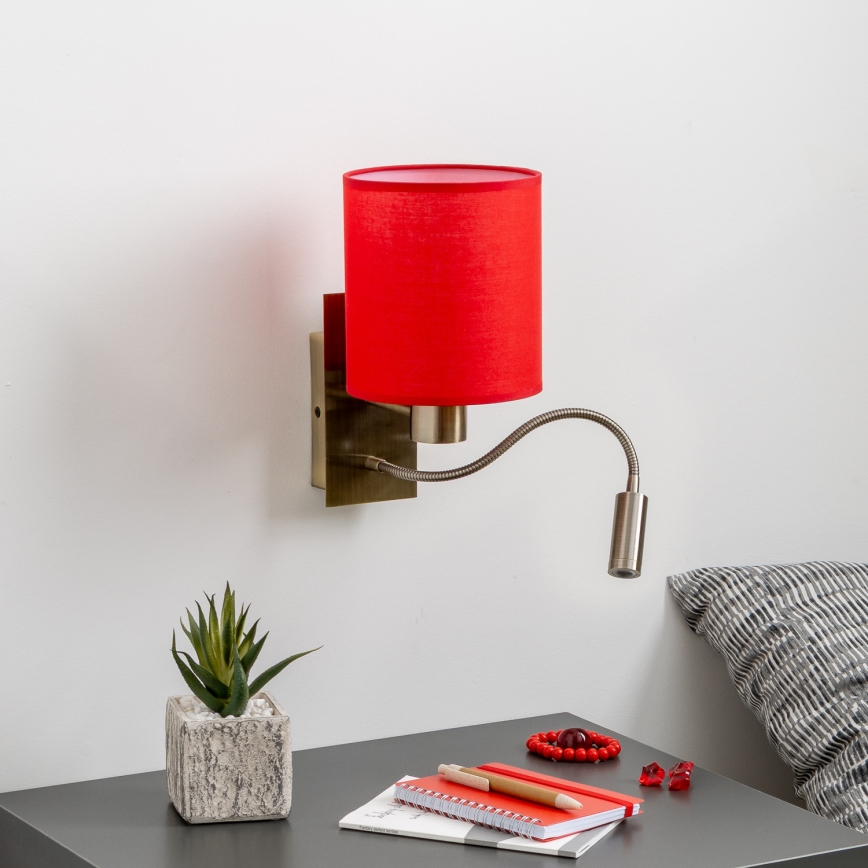 Brilagi - LED Flexible wall lamp NUBILA 1xE27/25W/230V + LED/3W brass/red