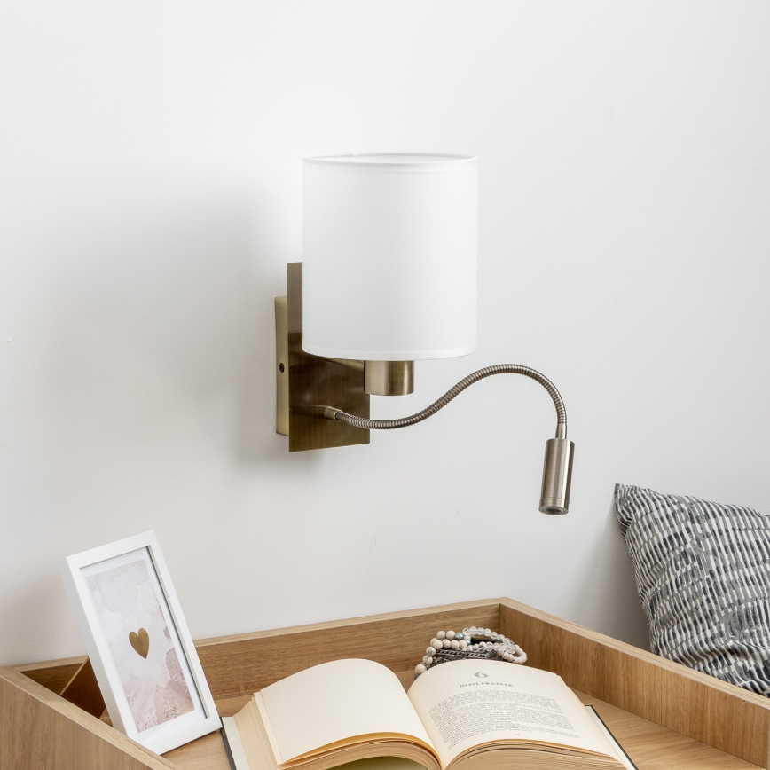 Brilagi - LED Flexible wall lamp NUBILA 1xE27/25W/230V + LED/3W brass/white