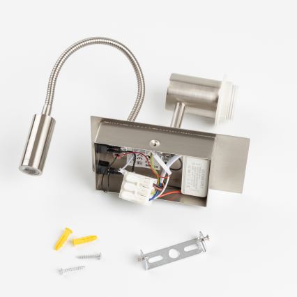 Brilagi - NUBILA LED Flexible Wall Lamp 1xE27/25W/230V + LED/3W matte chrome/yellow