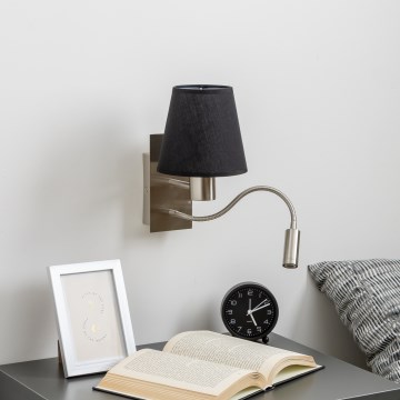 Brilagi - LED Flexible wall lamp NUBILA 1xE27/25W/230V + LED/3W matte chrome/black