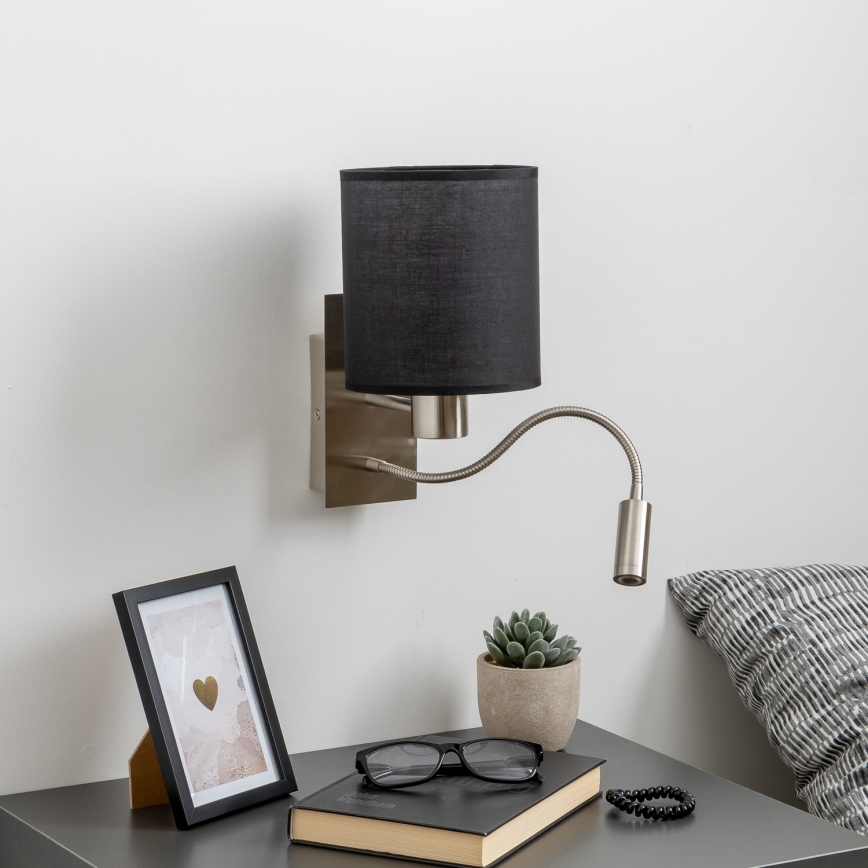 Brilagi - LED Flexible wall lamp NUBILA 1xE27/25W/230V + LED/3W matte chrome/black