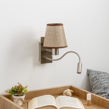 Brilagi - LED Flexible wall lamp NUBILA 1xE27/25W/230V + LED/3W matte chrome/brown