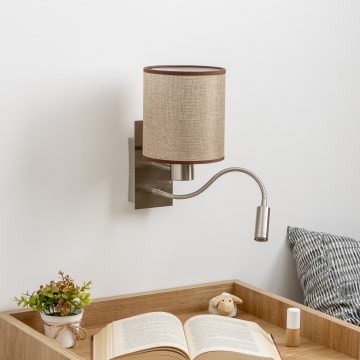 Brilagi - LED Flexible wall lamp NUBILA 1xE27/25W/230V + LED/3W matte chrome/brown