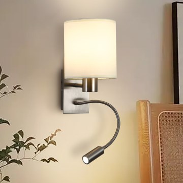 Brilagi - LED Flexible wall lamp NUBILA 1xE27/25W/230V + LED/3W matte chrome/creamy