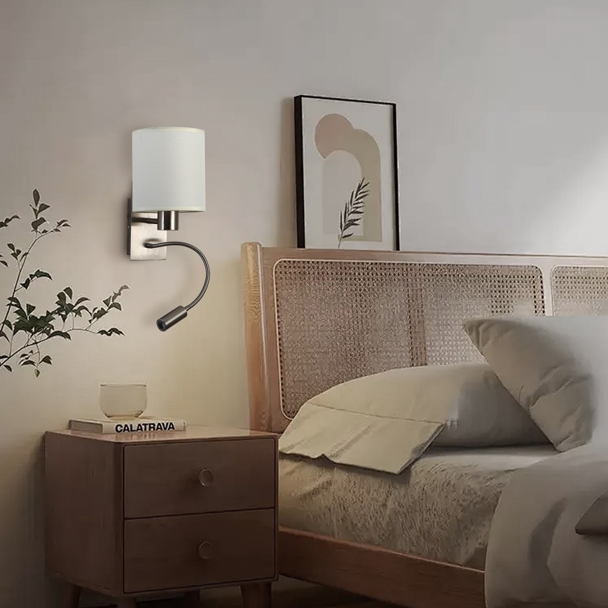 Brilagi - LED Flexible wall lamp NUBILA 1xE27/25W/230V + LED/3W matte chrome/creamy