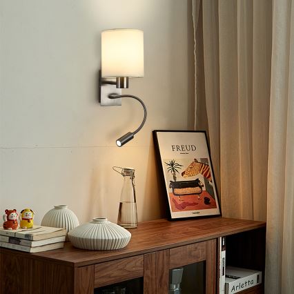 Brilagi - LED Flexible wall lamp NUBILA 1xE27/25W/230V + LED/3W matte chrome/creamy