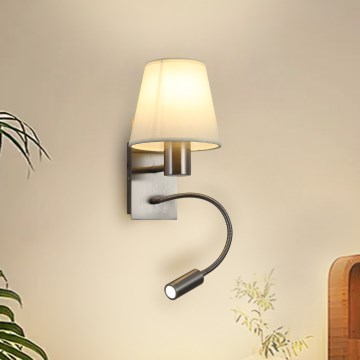 Brilagi - LED Flexible wall lamp NUBILA 1xE27/25W/230V + LED/3W matte chrome/creamy