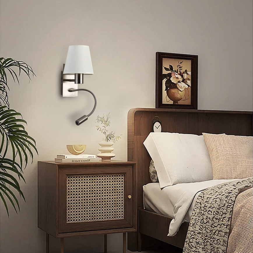Brilagi - LED Flexible wall lamp NUBILA 1xE27/25W/230V + LED/3W matte chrome/creamy