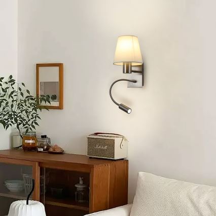 Brilagi - LED Flexible wall lamp NUBILA 1xE27/25W/230V + LED/3W matte chrome/creamy