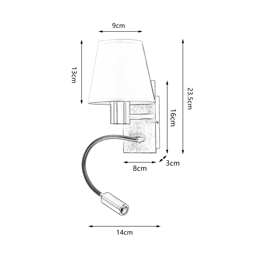 Brilagi - LED Flexible wall lamp NUBILA 1xE27/25W/230V + LED/3W matte chrome/creamy