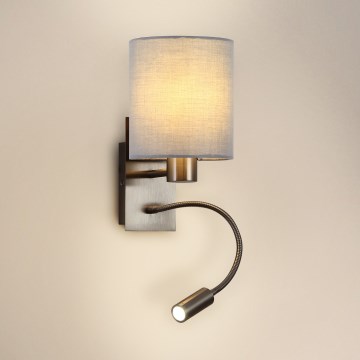 Brilagi - LED Flexible wall lamp NUBILA 1xE27/25W/230V + LED/3W matte chrome/grey