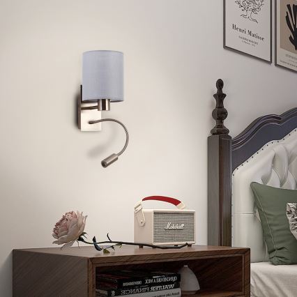 Brilagi - LED Flexible wall lamp NUBILA 1xE27/25W/230V + LED/3W matte chrome/grey