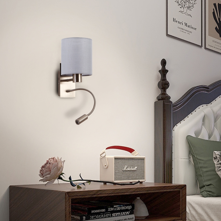 Brilagi - LED Flexible wall lamp NUBILA 1xE27/25W/230V + LED/3W matte chrome/grey