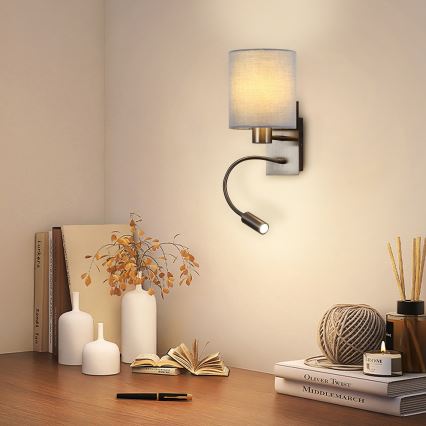 Brilagi - LED Flexible wall lamp NUBILA 1xE27/25W/230V + LED/3W matte chrome/grey